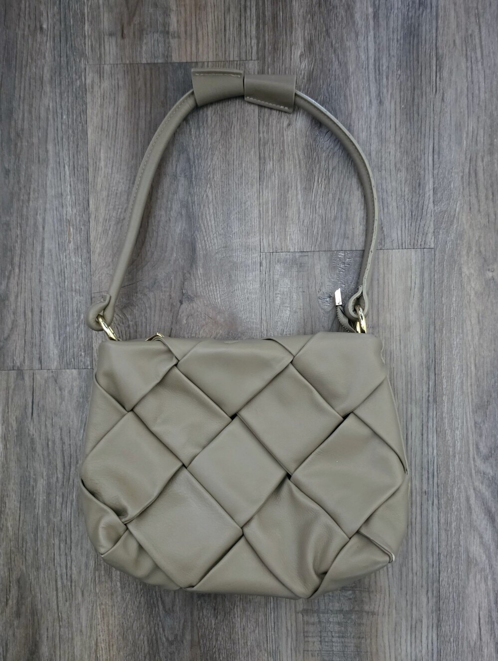 Valentina Fiore Tan Leather Woven Purse